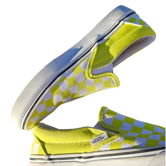 Vans 5.5 Women / 4.0 Men Slip On Yellow Checkerboard Sneakers - Picture 5 of 11
